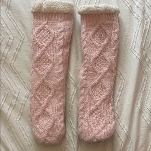 Just Cozy Pink Knit Slipper Socks
